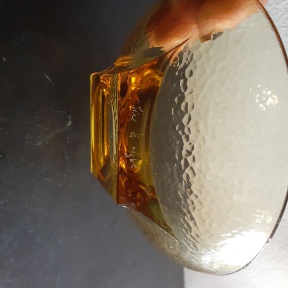 RARE HTF Signed Fire & Light Citrus Recycled Glass 6” Cache Bowl. - Picture 5 of 8